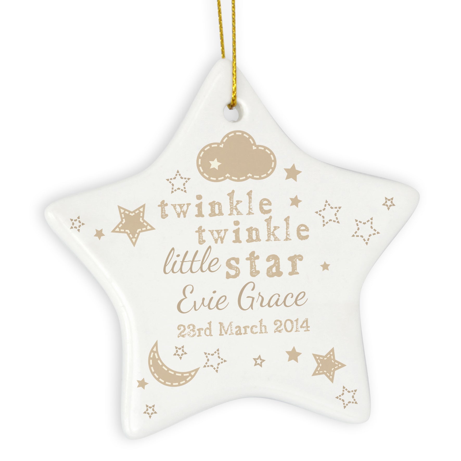 Personalised Twinkle Twinkle Ceramic Star Decoration - MK&JD Gifts