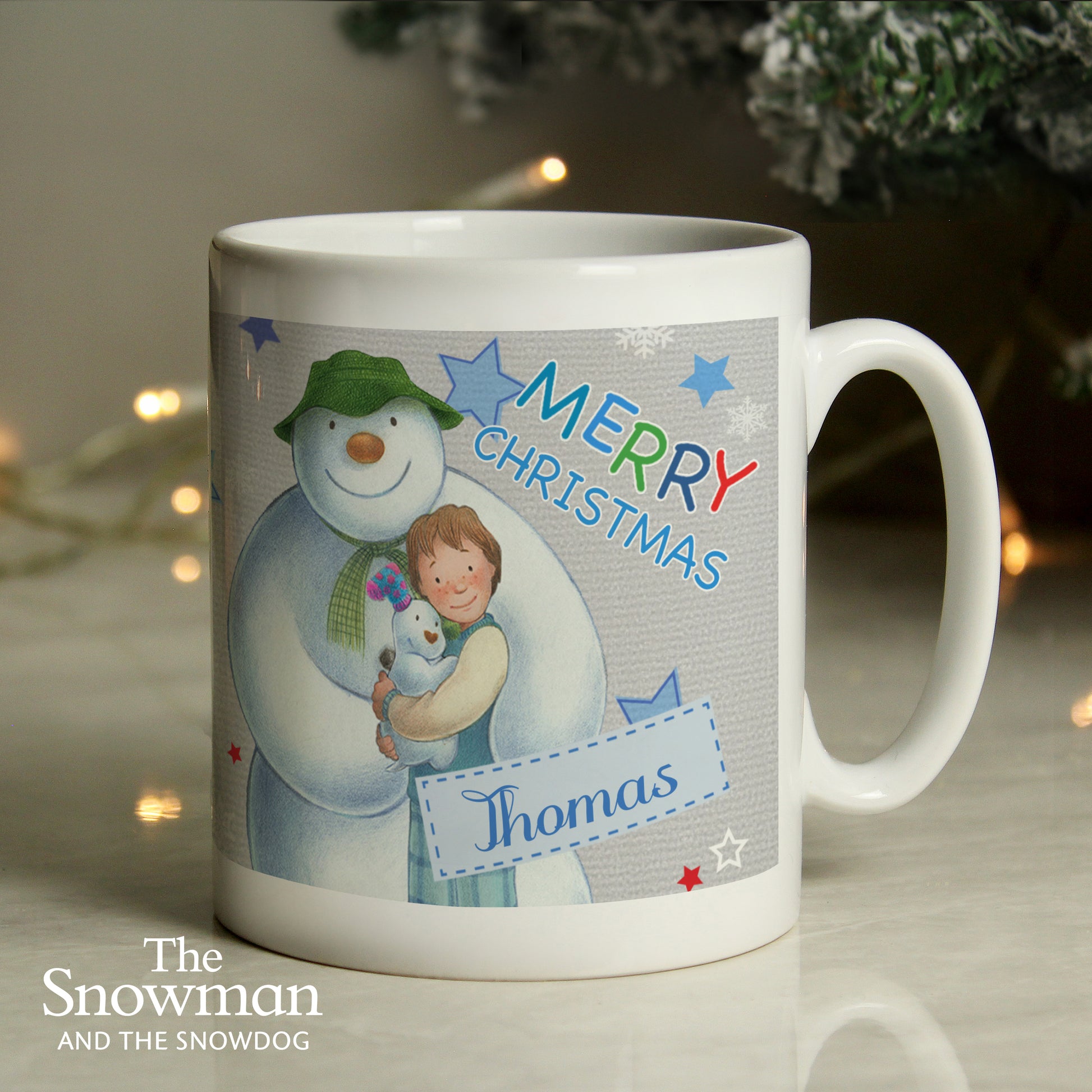 Personalised The Snowman and the Snowdog Blue Mug - MK&JD Gifts