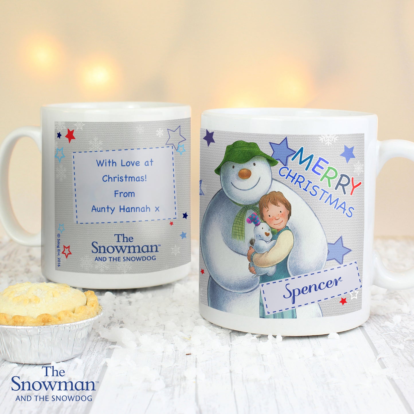 Personalised The Snowman and the Snowdog Blue Mug - MK&JD Gifts