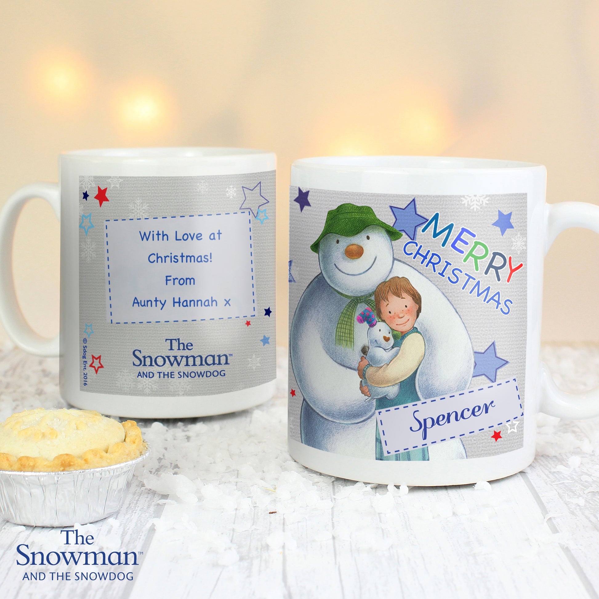 Personalised The Snowman and the Snowdog Blue Mug - MK&JD Gifts