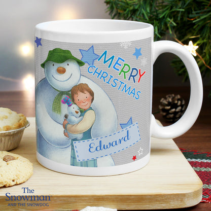 Personalised The Snowman and the Snowdog Blue Mug - MK&JD Gifts