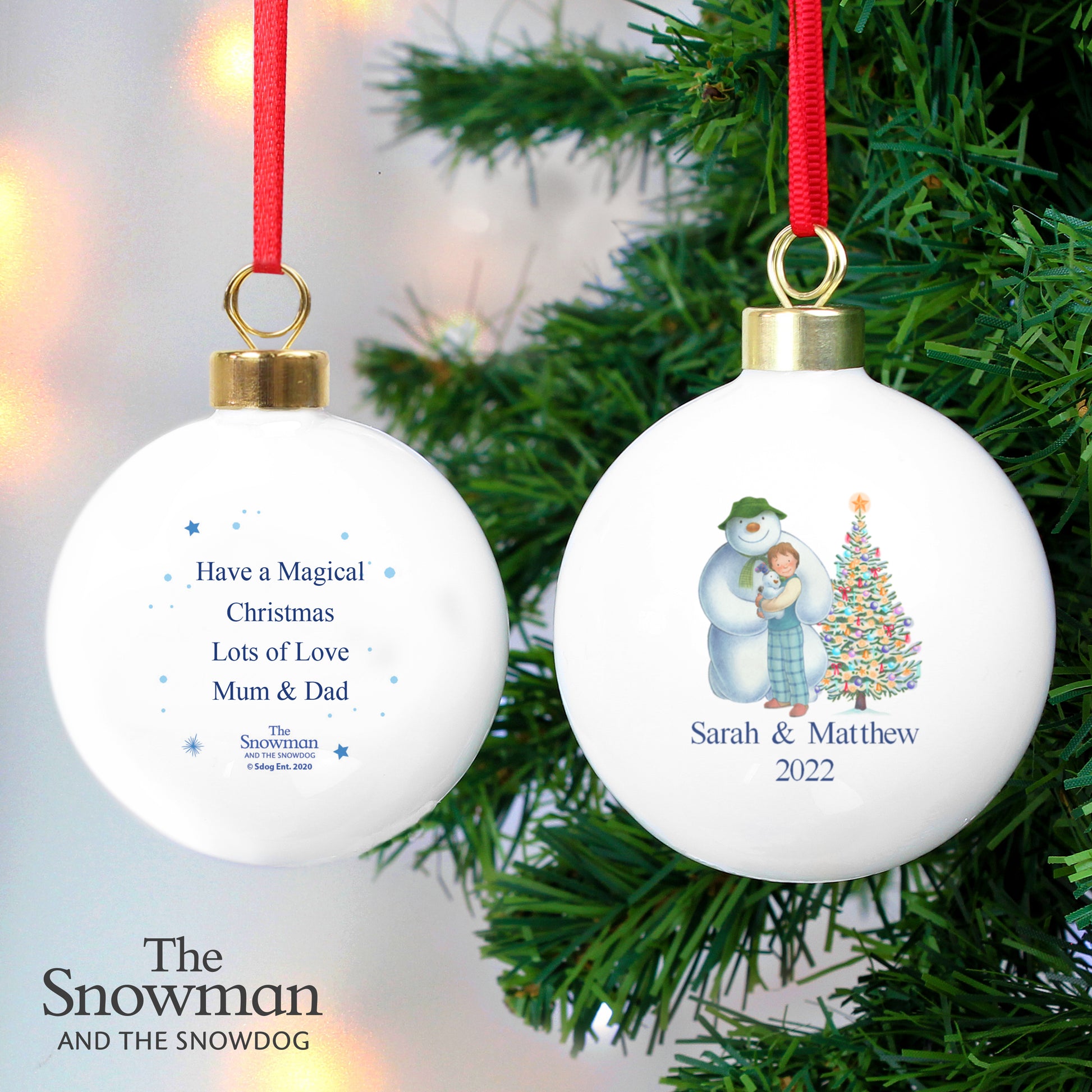 Personalised The Snowman and the Snowdog Friends Bauble - MK&JD Gifts