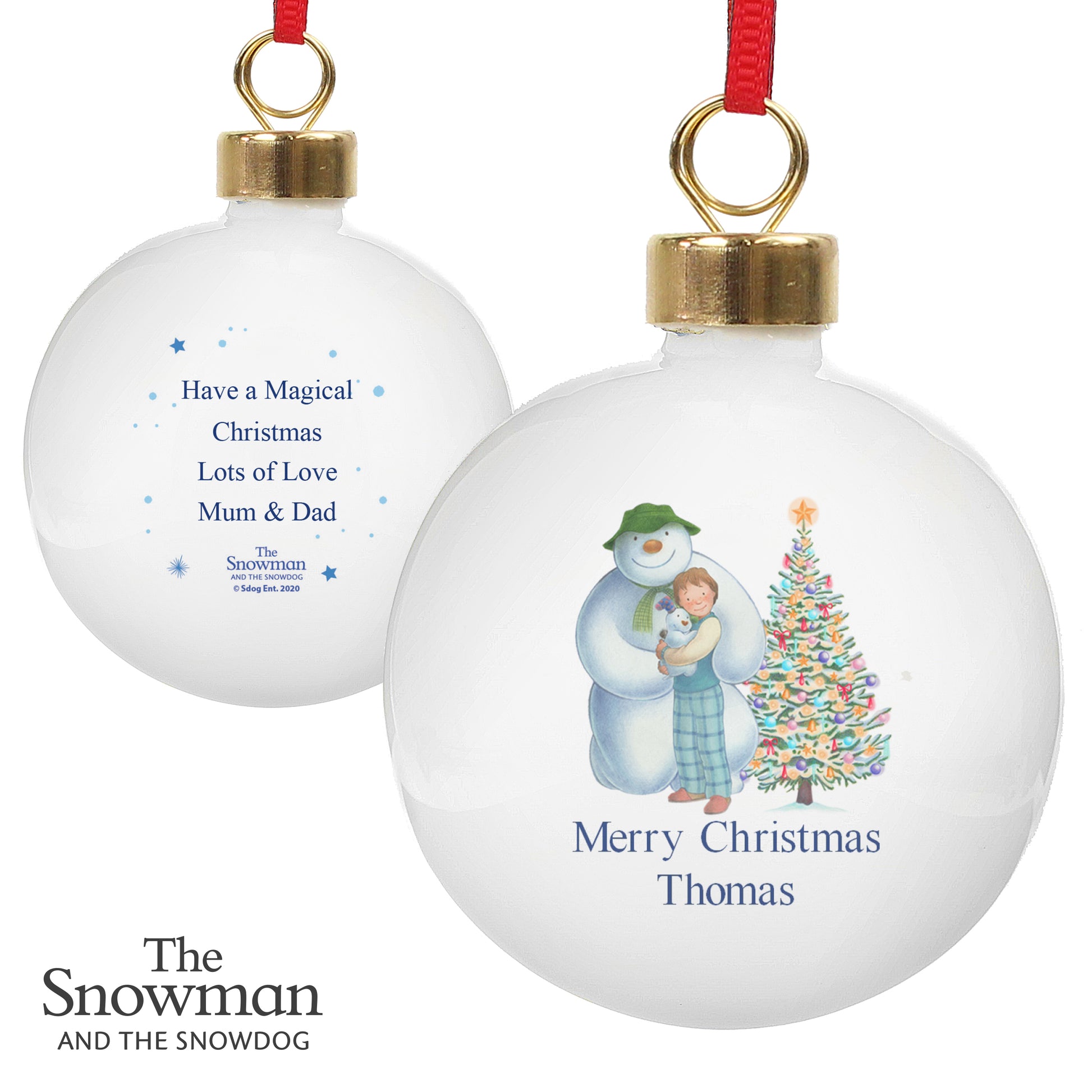 Personalised The Snowman and the Snowdog Friends Bauble - MK&JD Gifts