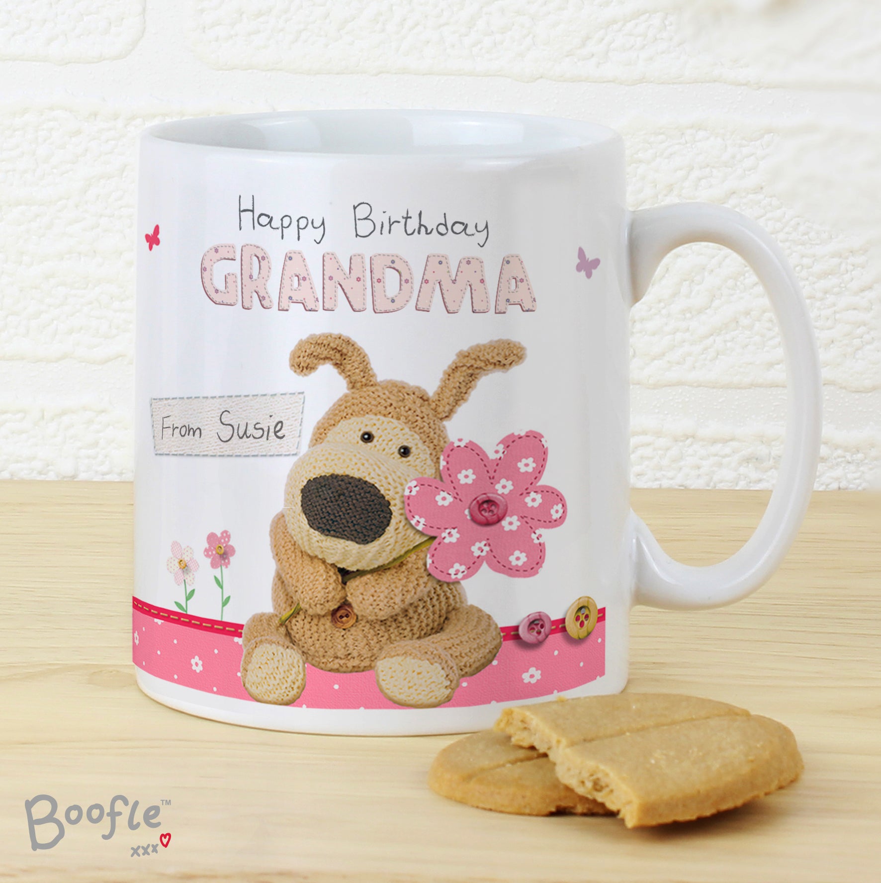 Personalised Boofle Flowers Mug - MK&JD Gifts