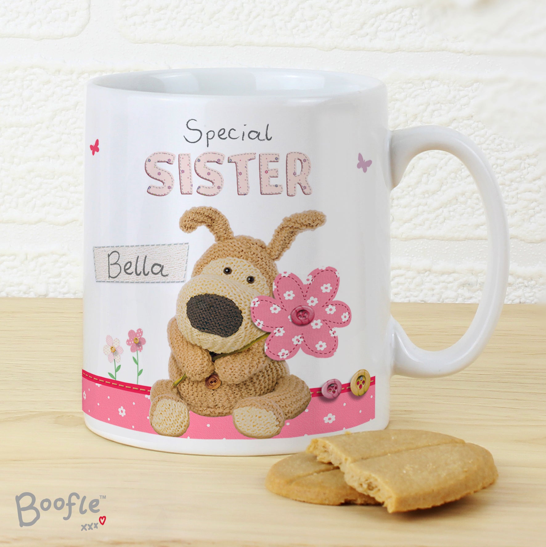 Personalised Boofle Flowers Mug - MK&JD Gifts