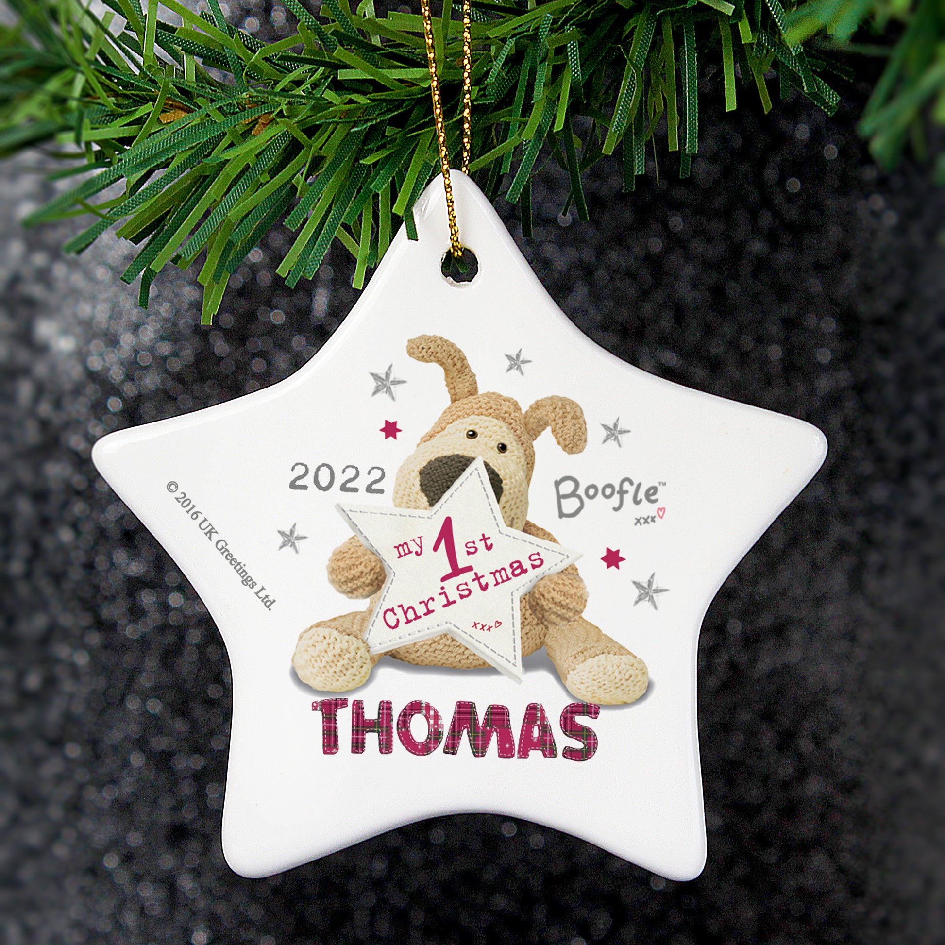 Personalised Boofle My 1st Christmas Ceramic Star Decoration - MK&JD Gifts