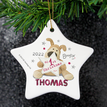 Personalised Boofle My 1st Christmas Ceramic Star Decoration - MK&JD Gifts