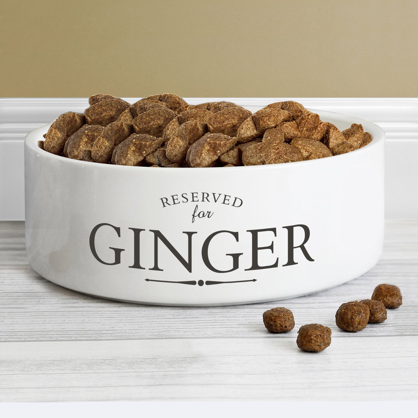 Personalised Reserved For 14cm Medium White Pet Bowl - MK&JD Gifts