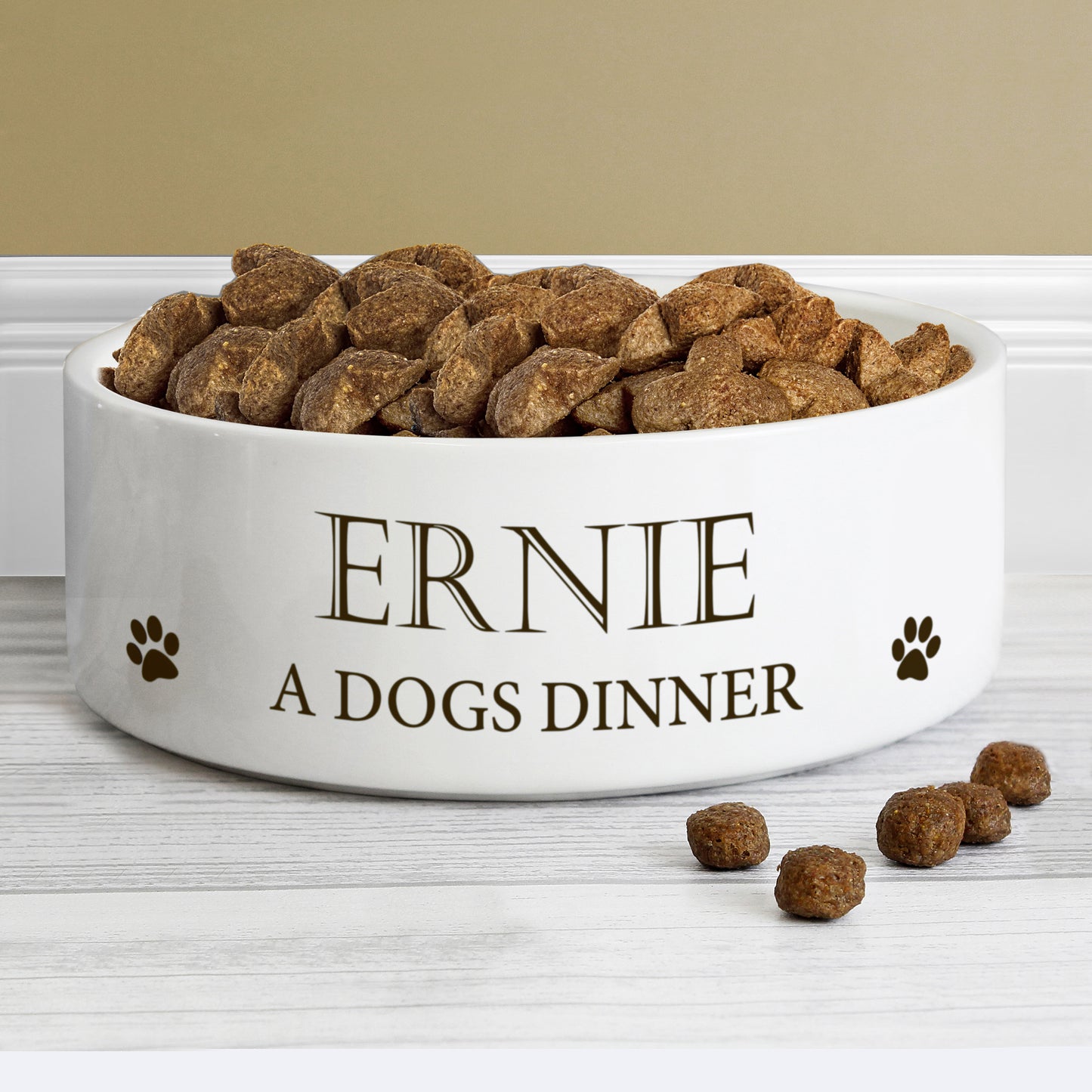 Personalised Paws 14cm Medium White Pet Bowl - MK&JD Gifts