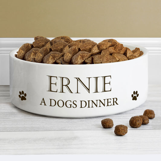 Personalised Paws 14cm Medium White Pet Bowl - MK&JD Gifts