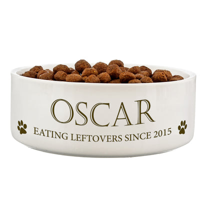 Personalised Paws 14cm Medium White Pet Bowl - MK&JD Gifts
