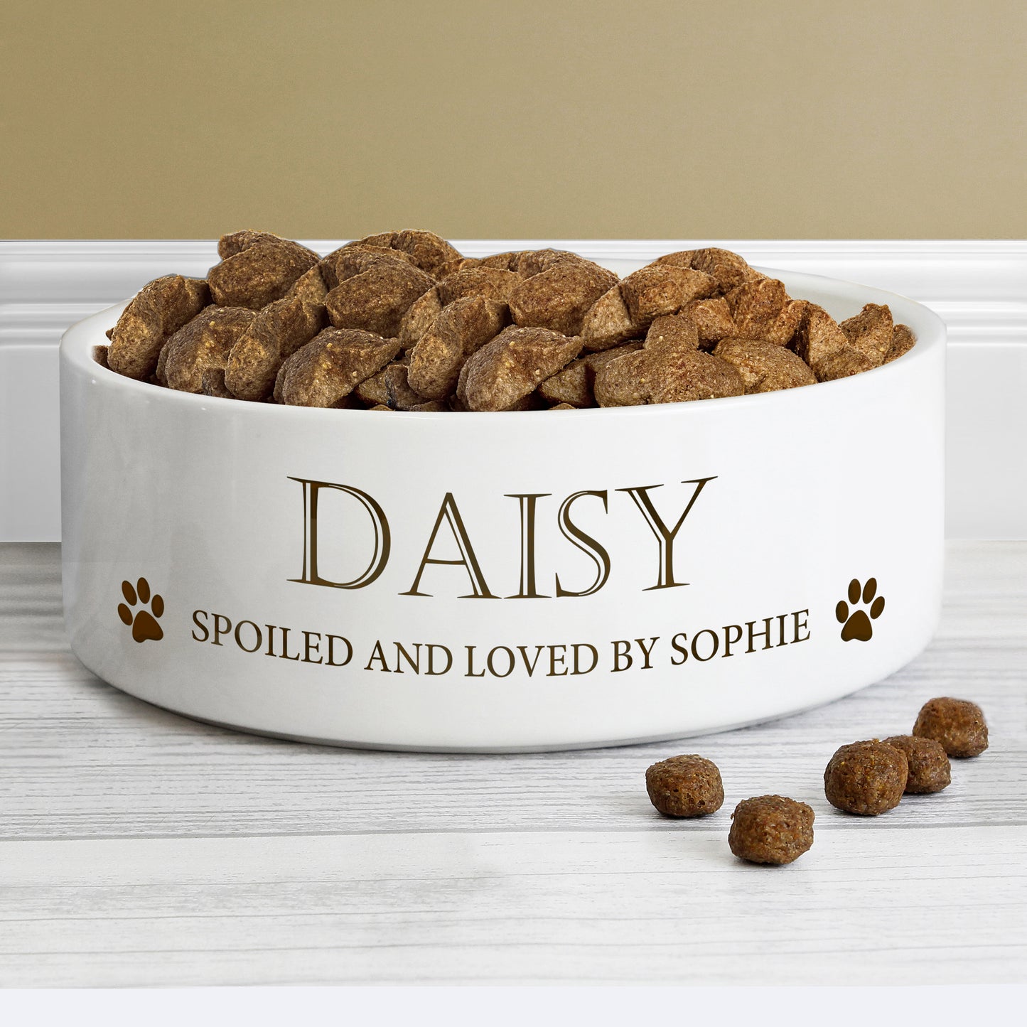 Personalised Paws 14cm Medium White Pet Bowl - MK&JD Gifts