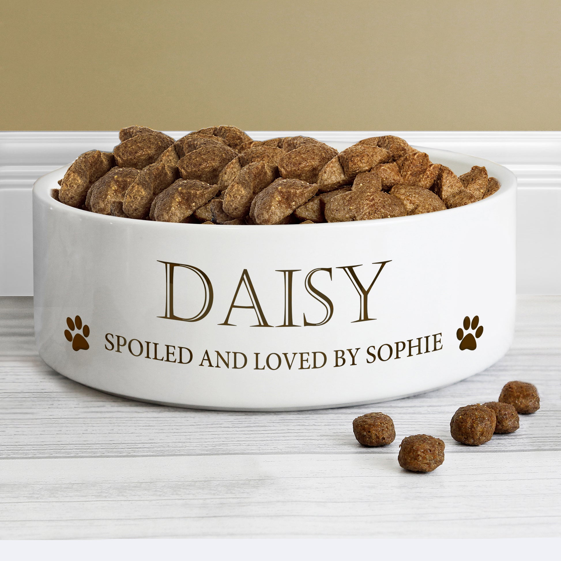 Personalised Paws 14cm Medium White Pet Bowl - MK&JD Gifts