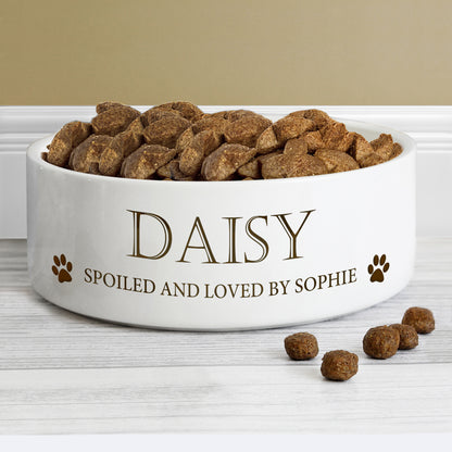 Personalised Paws 14cm Medium White Pet Bowl - MK&JD Gifts