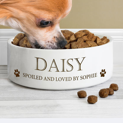 Personalised Paws 14cm Medium White Pet Bowl - MK&JD Gifts