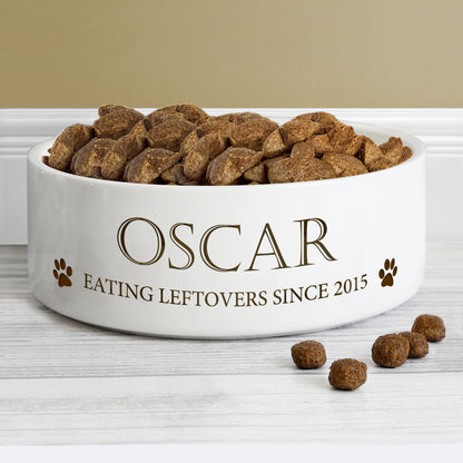 Personalised Paws 14cm Medium White Pet Bowl - MK&JD Gifts