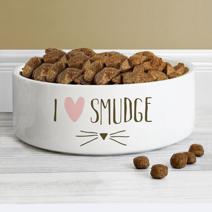 Personalised Cat Features 14cm Medium White Pet Bowl - MK&JD Gifts