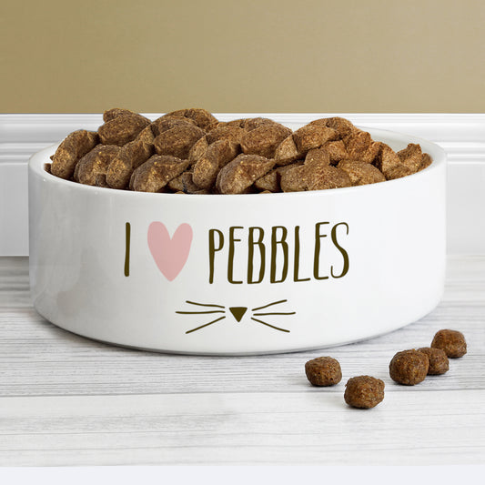 Personalised Cat Features 14cm Medium White Pet Bowl - MK&JD Gifts