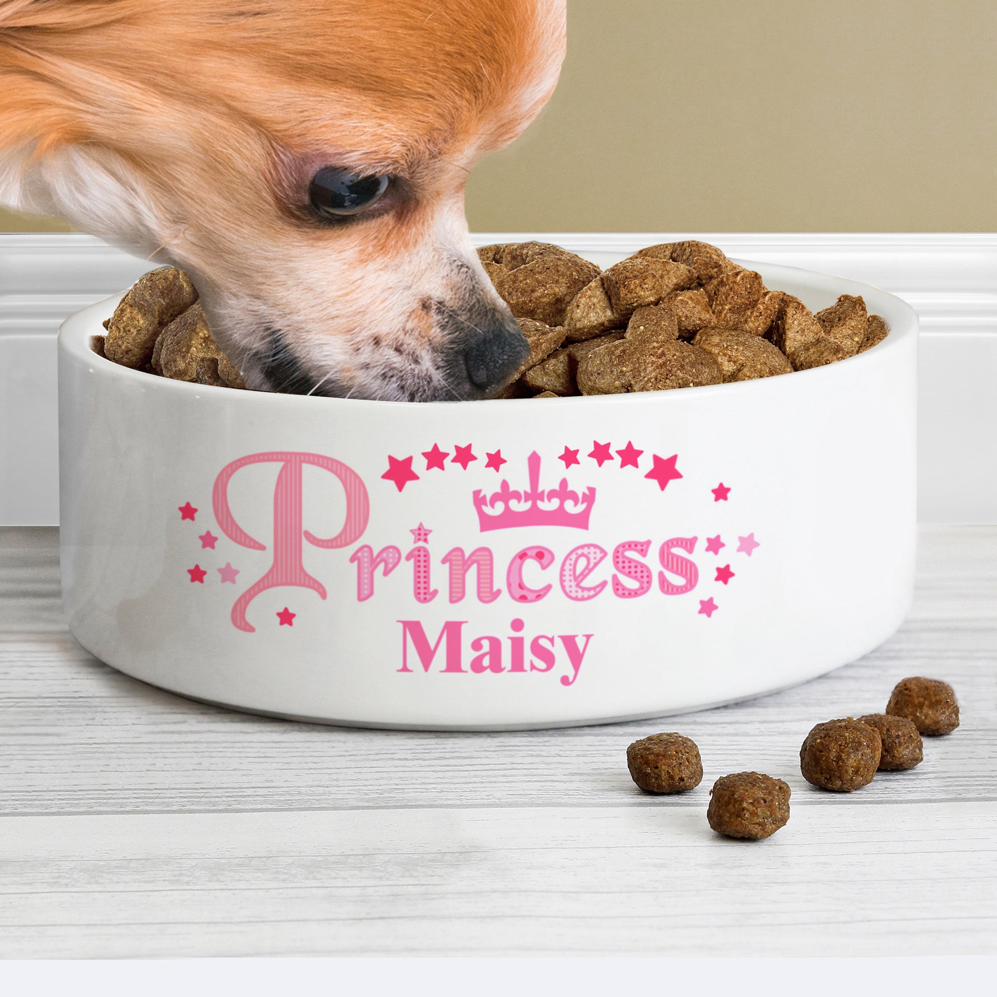 Personalised Princess 14cm Medium White Pet Bowl - MK&JD Gifts
