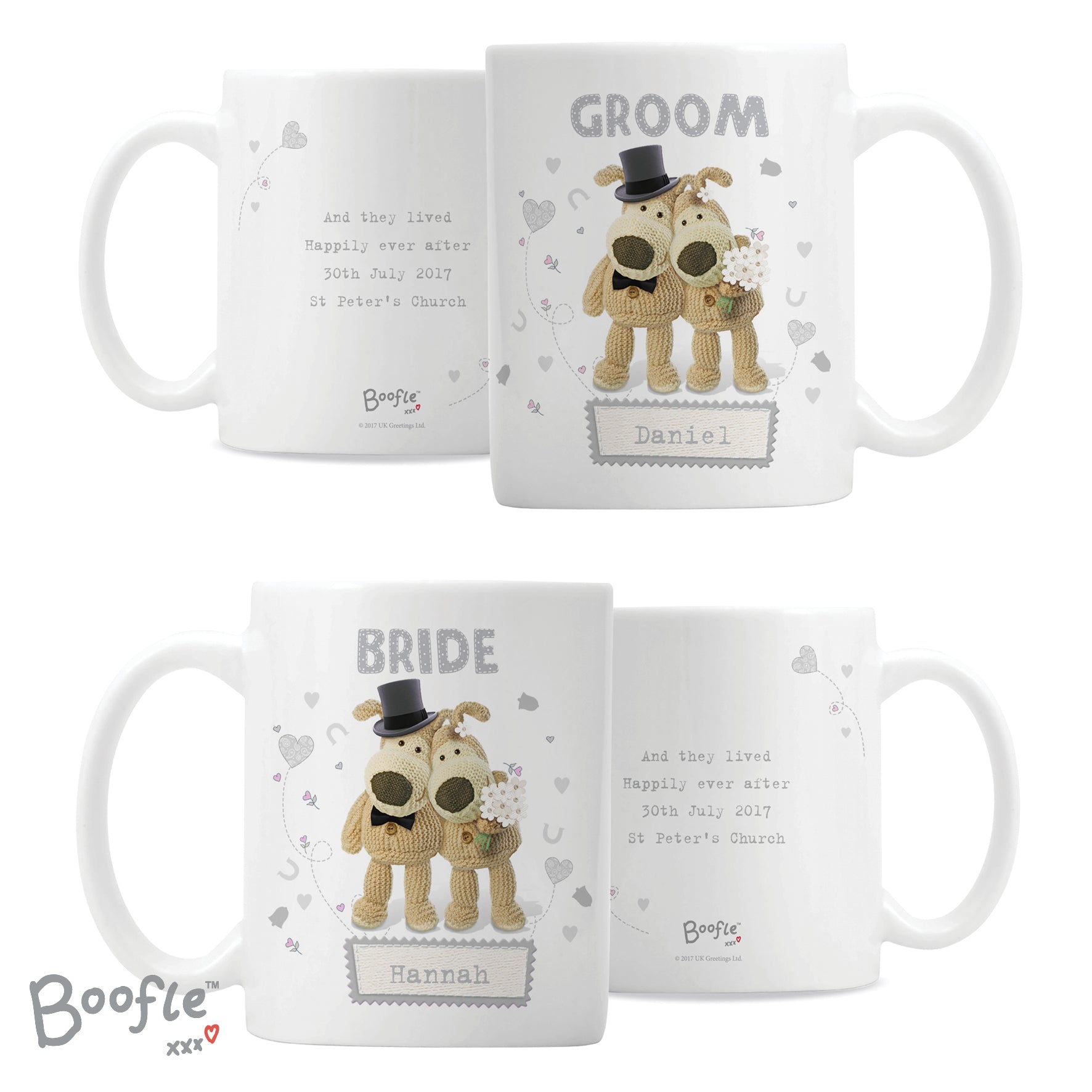 Personalised Boofle Wedding Couple Mug Set - MK&JD Gifts