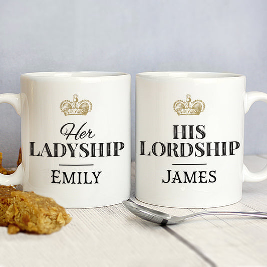 Personalised Ladyship and Lordship Mug Set - MK&JD Gifts