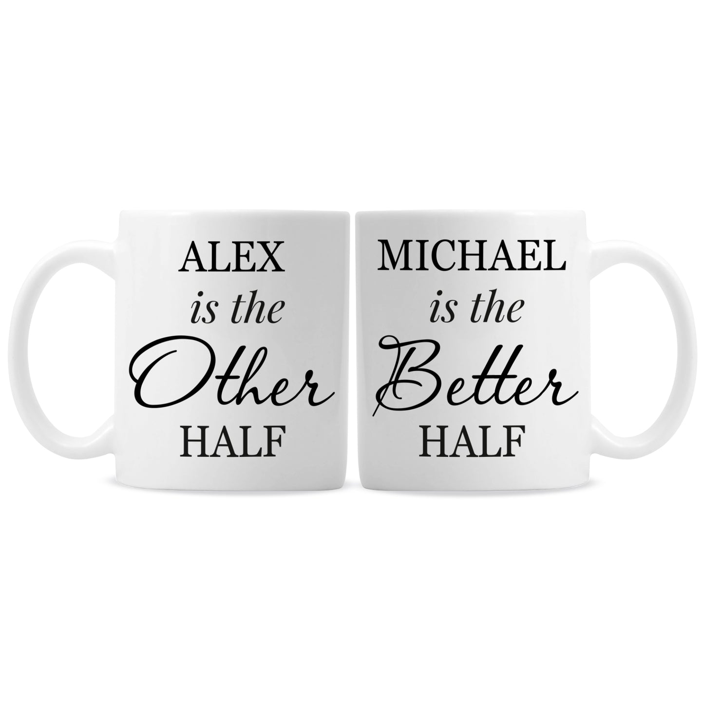 Personalised Other Half and Better Half Mug Set - MK&JD Gifts