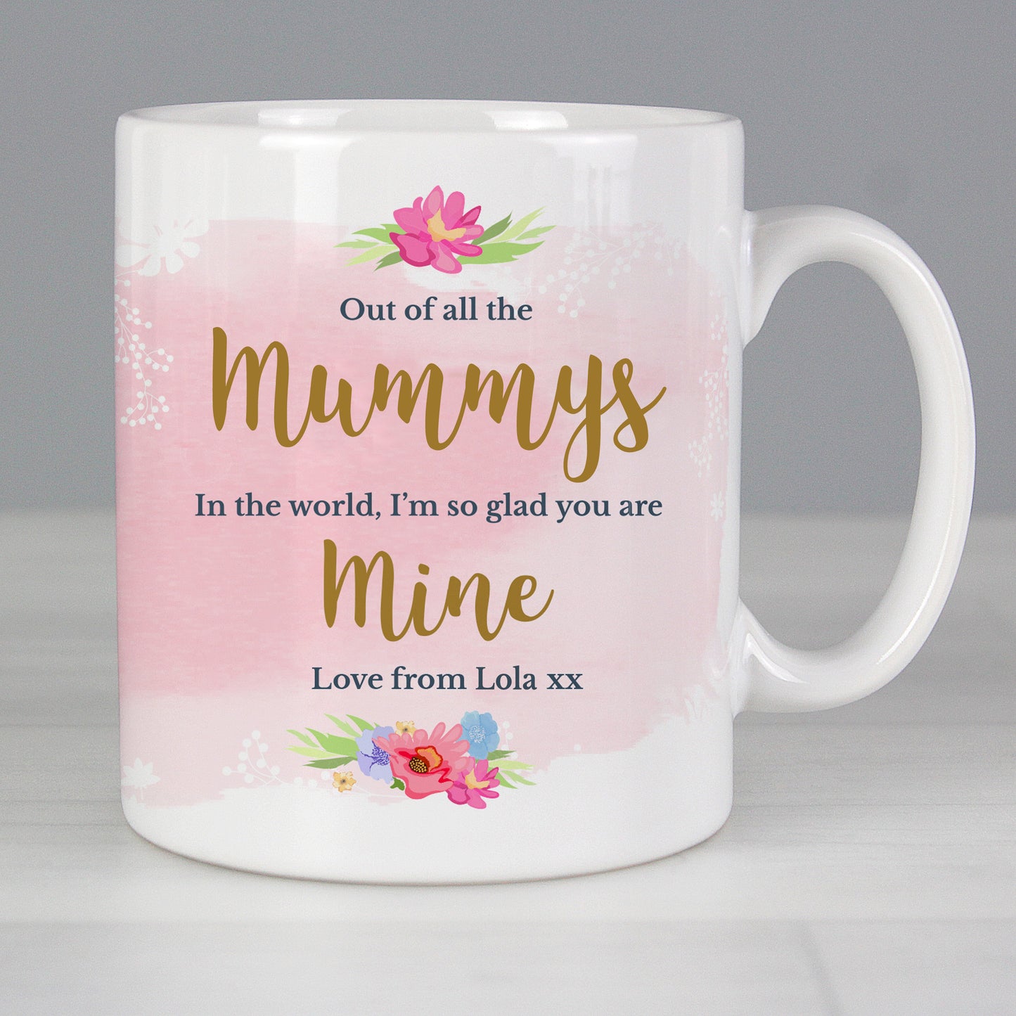 Personalised Floral Watercolour Mug - MK&JD Gifts
