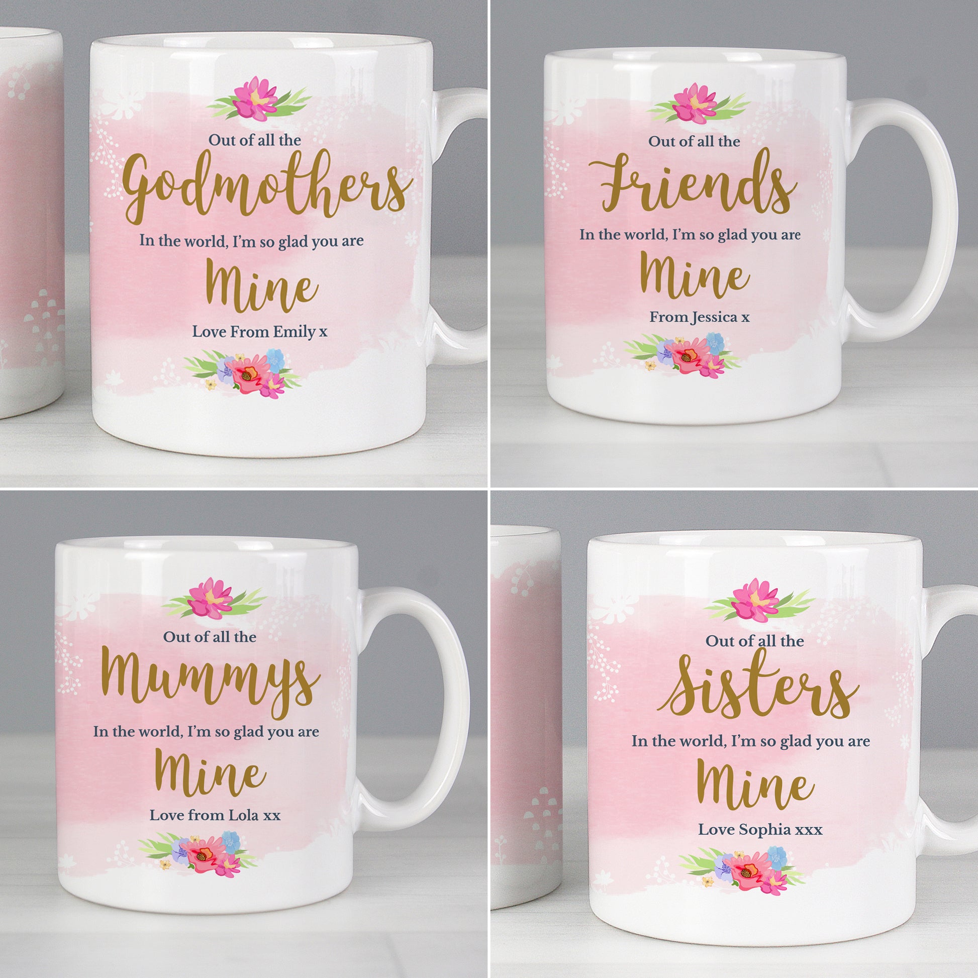 Personalised Floral Watercolour Mug - MK&JD Gifts