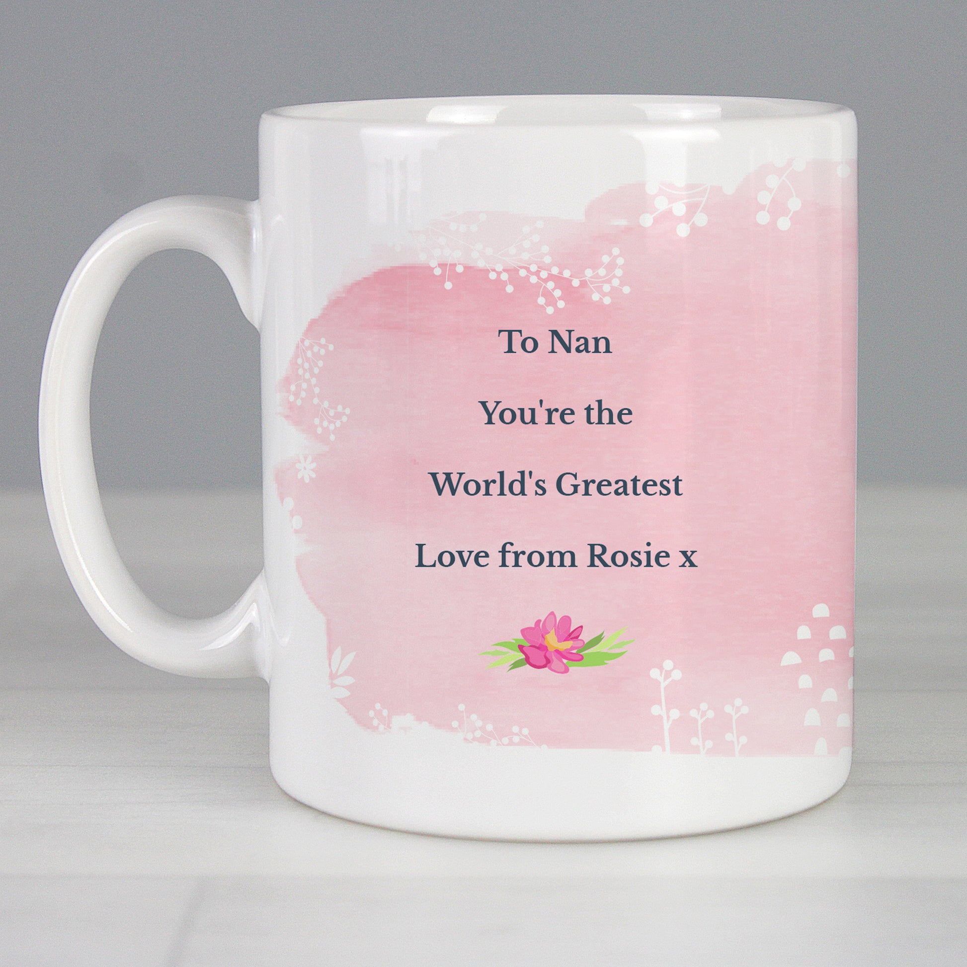 Personalised Floral Watercolour Mug - MK&JD Gifts