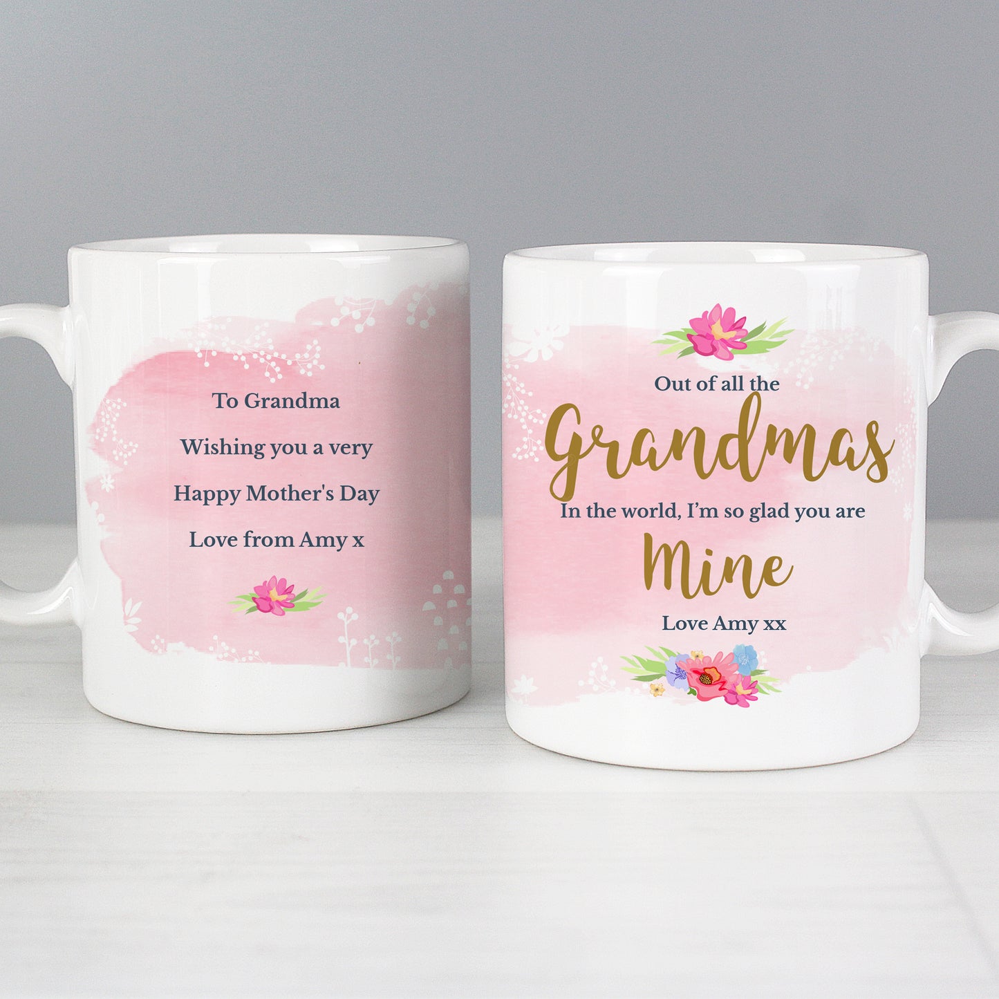 Personalised Floral Watercolour Mug - MK&JD Gifts