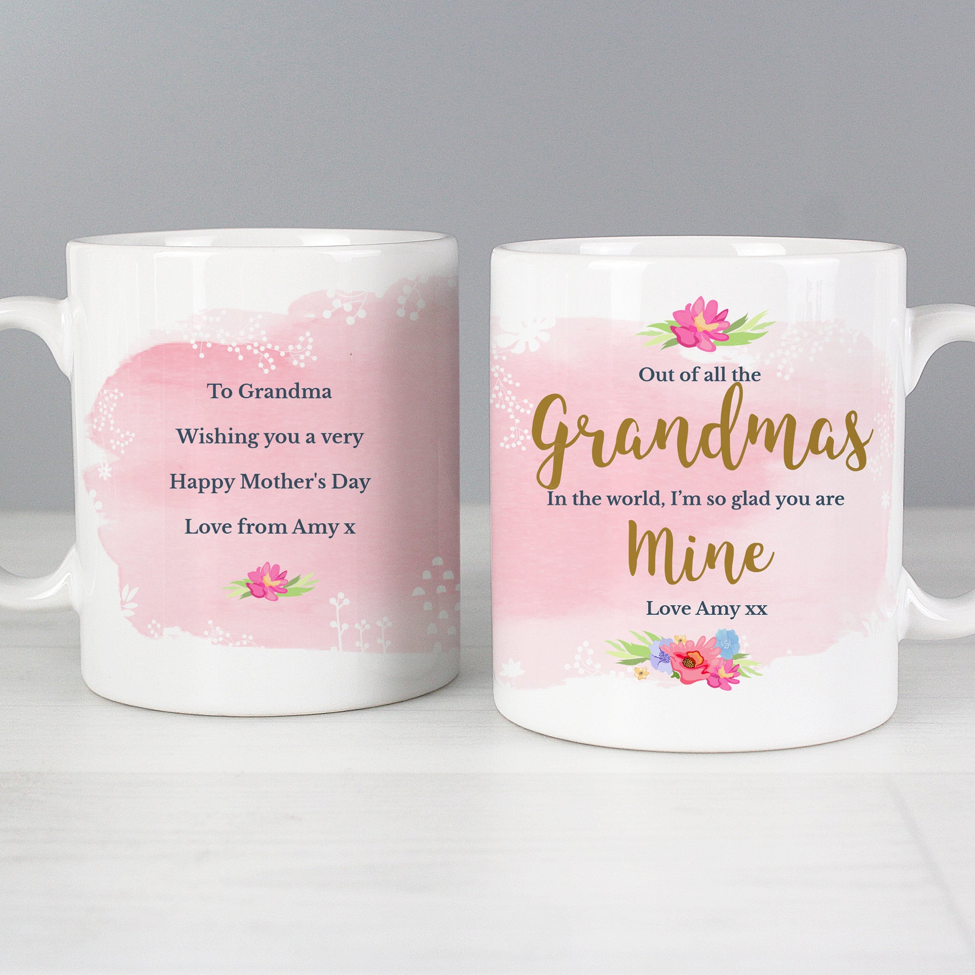 Personalised Floral Watercolour Mug - MK&JD Gifts
