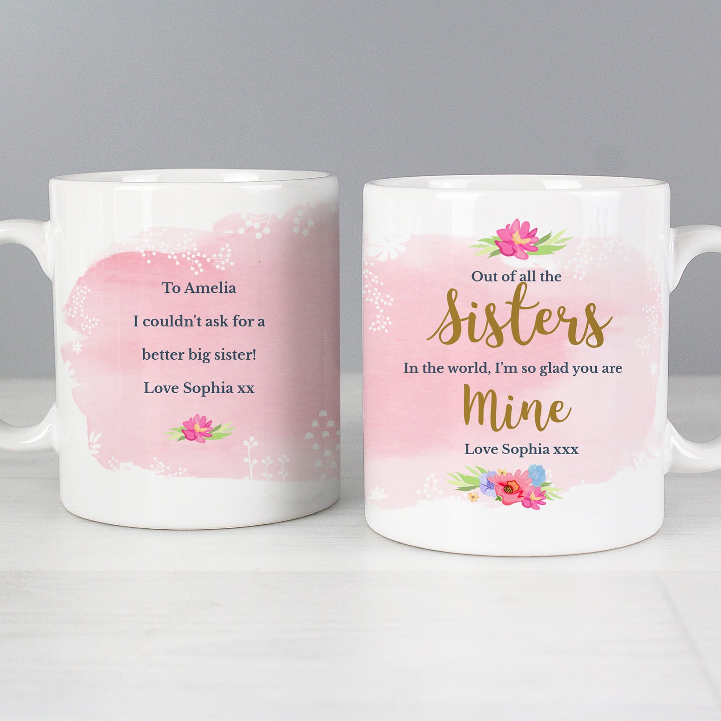 Personalised Floral Watercolour Mug - MK&JD Gifts