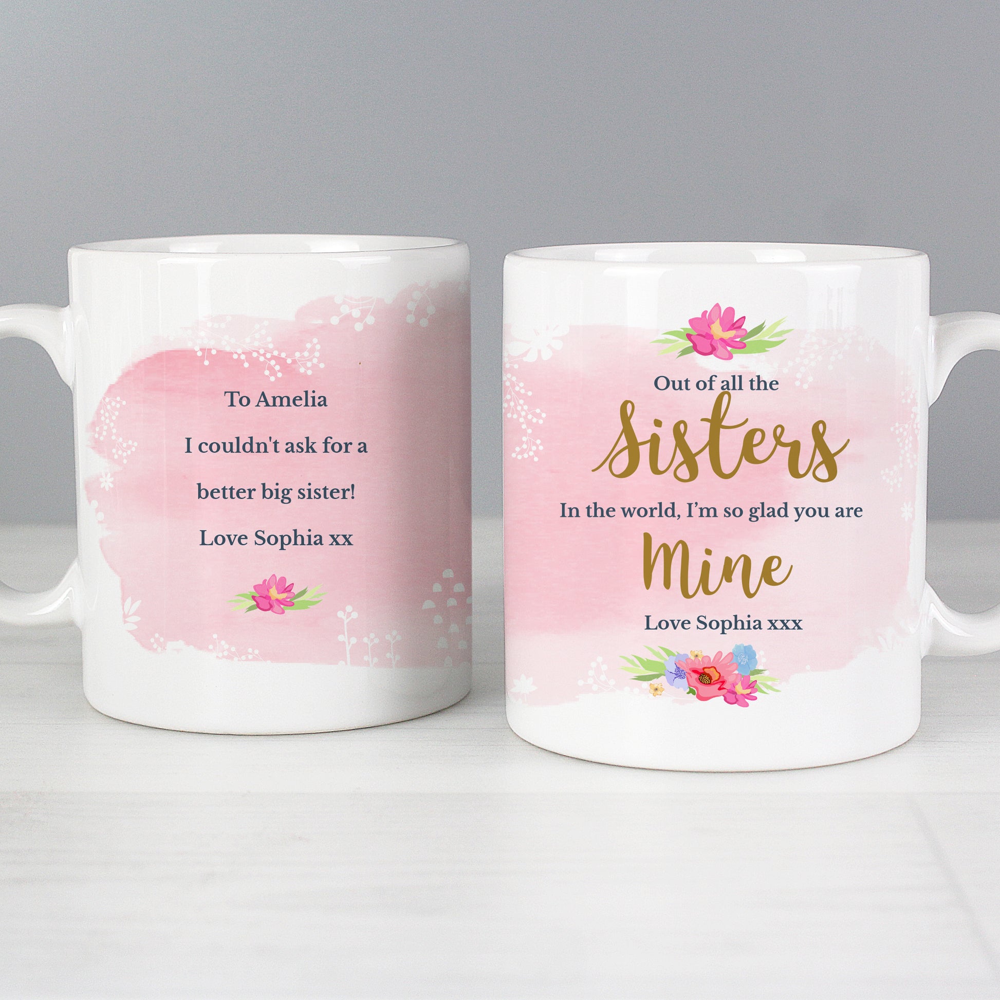 Personalised Floral Watercolour Mug - MK&JD Gifts