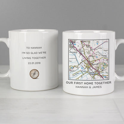 Personalised Present Day Map Compass Mug - MK&JD Gifts