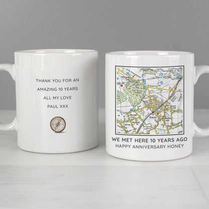 Personalised Present Day Map Compass Mug - MK&JD Gifts
