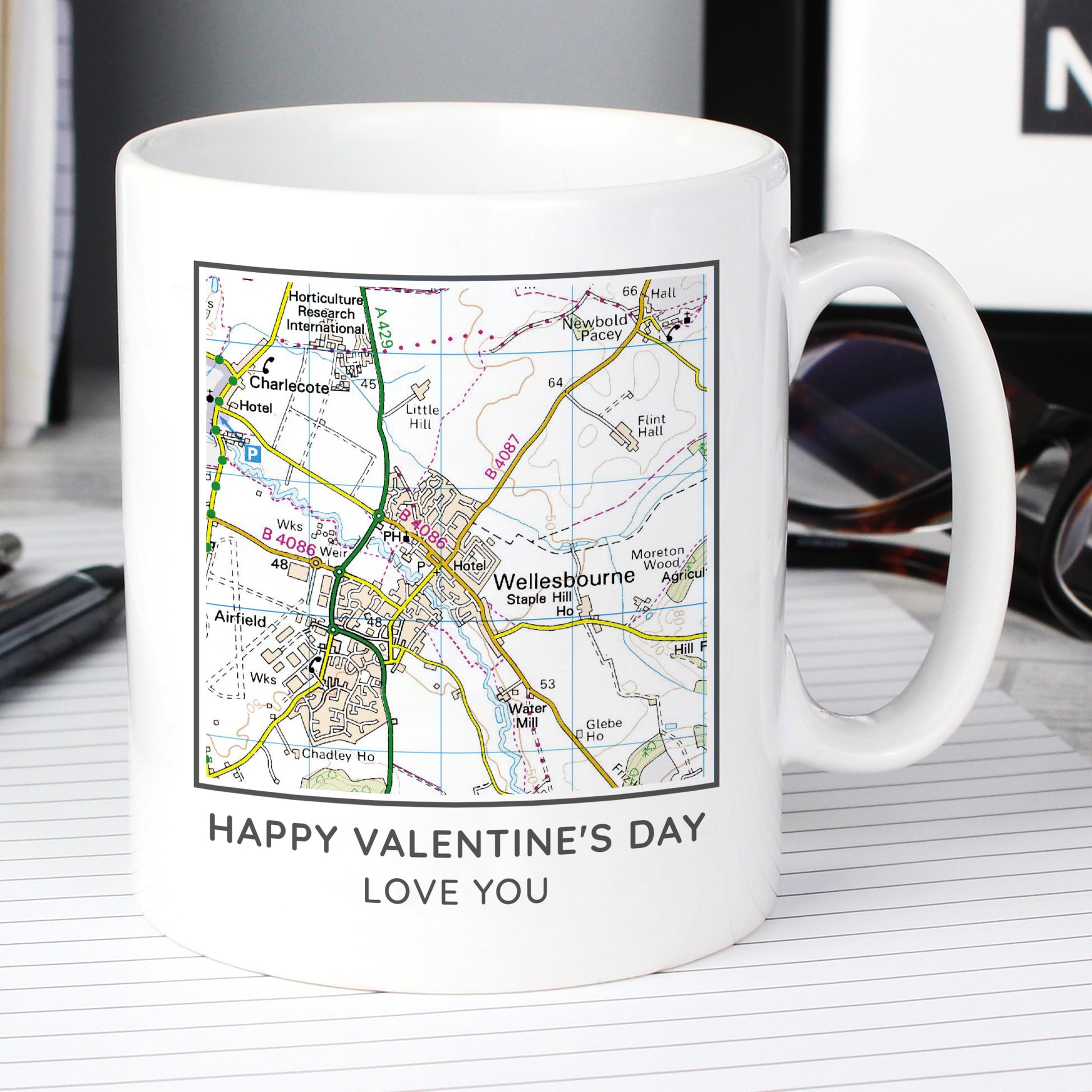 Personalised Present Day Map Compass Mug - MK&JD Gifts