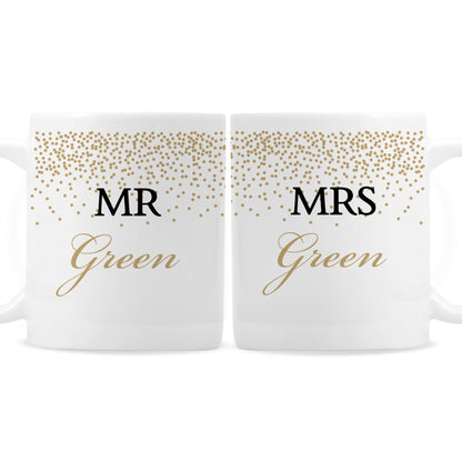 Personalised Gold Confetti Wedding Mug Set - MK&JD Gifts