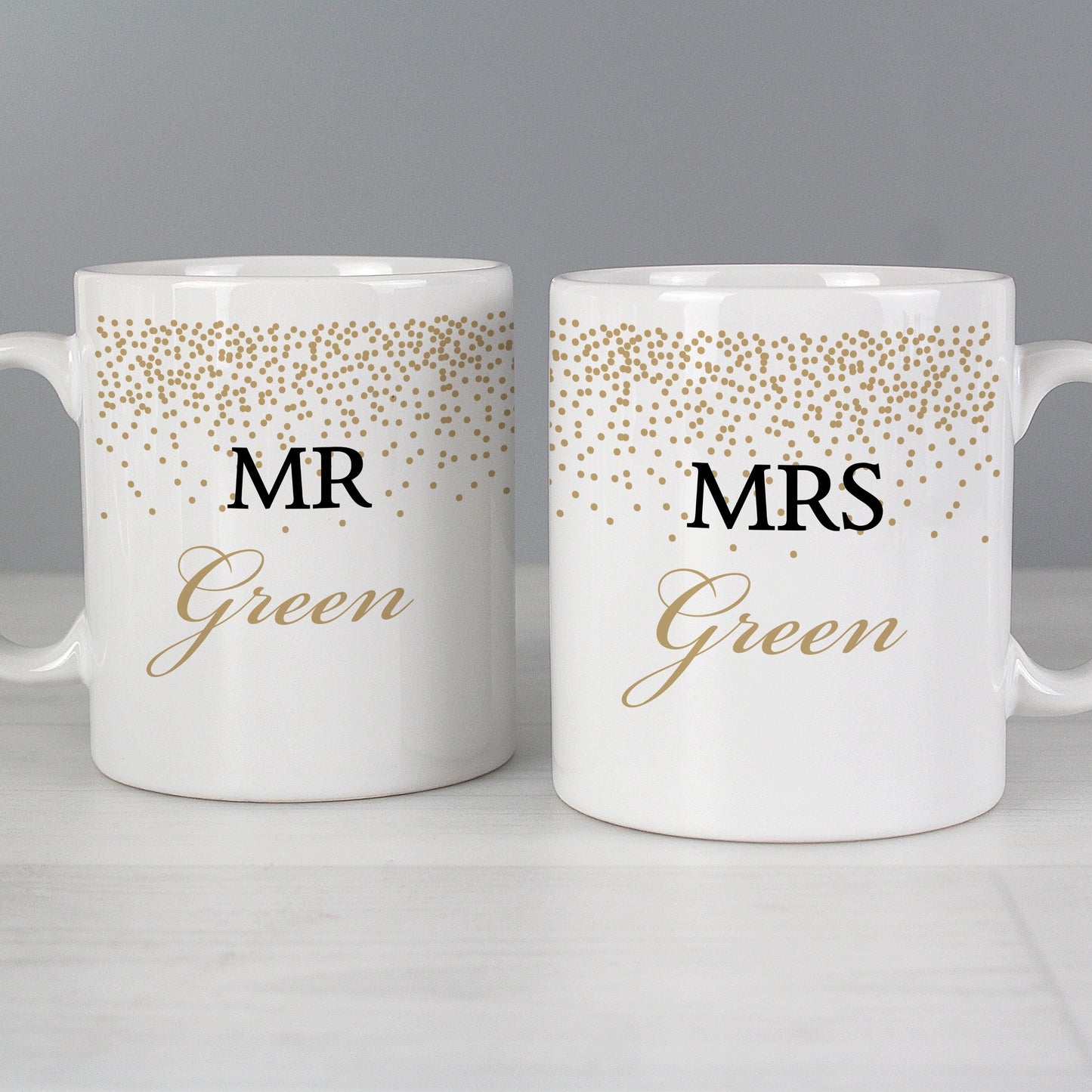 Personalised Gold Confetti Wedding Mug Set - MK&JD Gifts