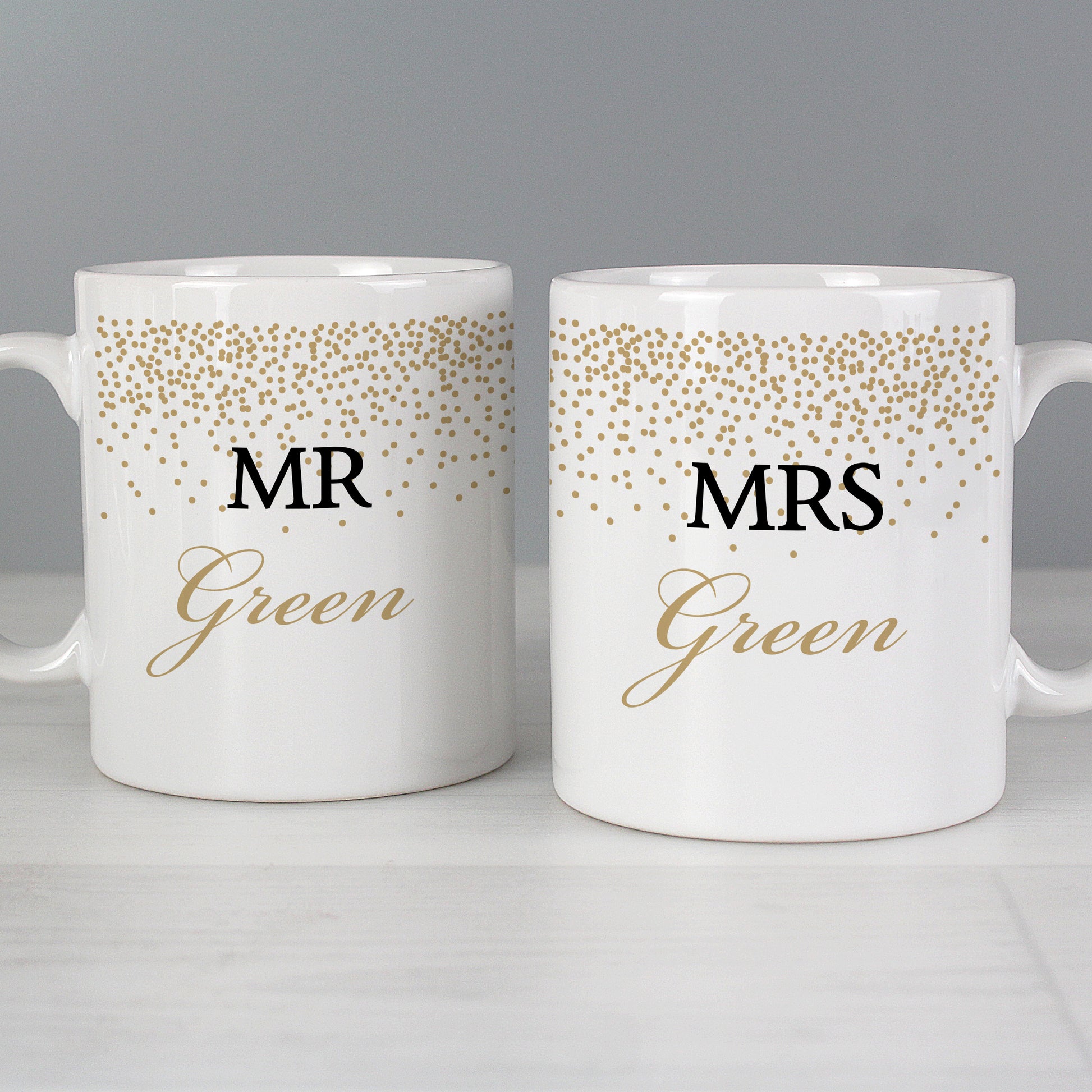 Personalised Gold Confetti Wedding Mug Set - MK&JD Gifts