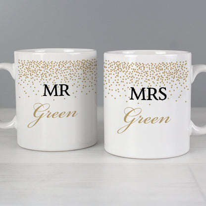 Personalised Gold Confetti Wedding Mug Set - MK&JD Gifts