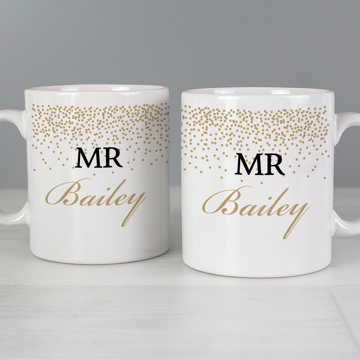 Personalised Gold Confetti Wedding Mug Set - MK&JD Gifts