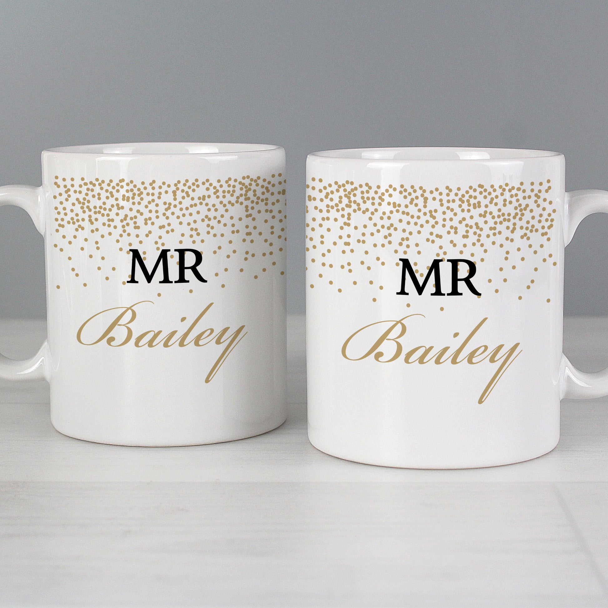 Personalised Gold Confetti Wedding Mug Set - MK&JD Gifts