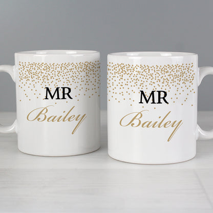 Personalised Gold Confetti Wedding Mug Set - MK&JD Gifts