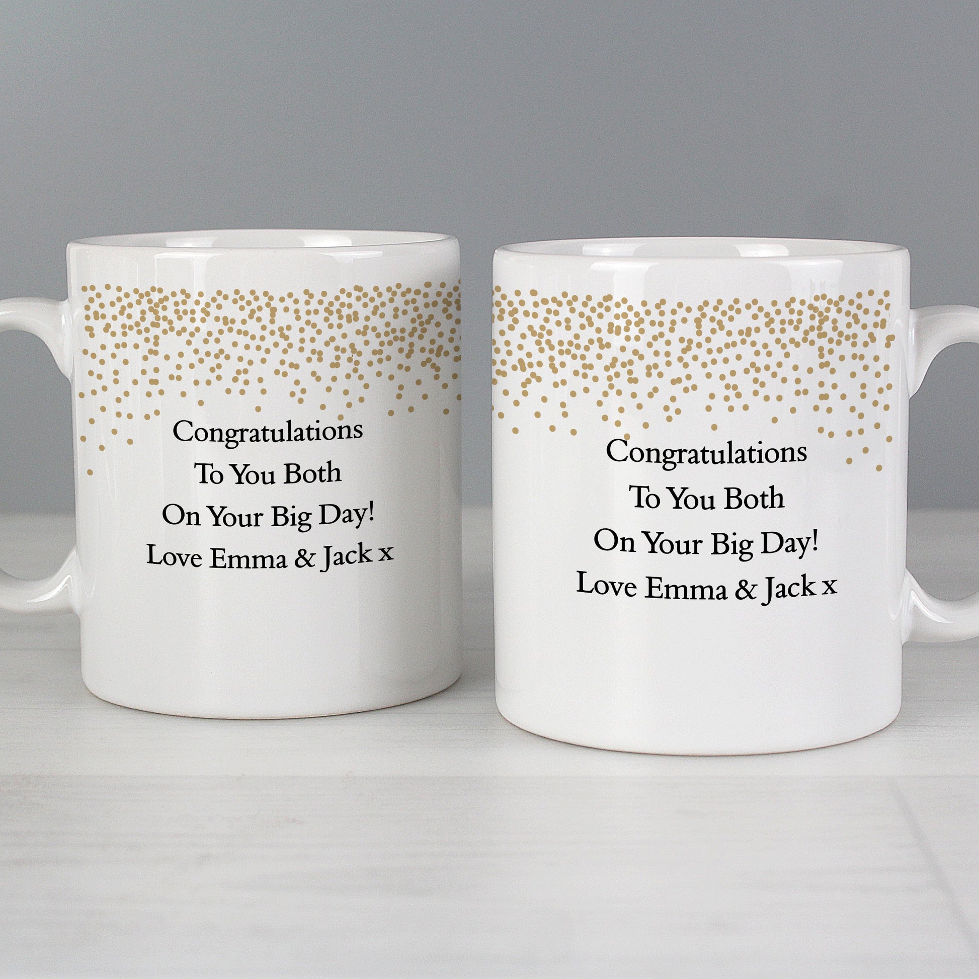 Personalised Gold Confetti Wedding Mug Set - MK&JD Gifts