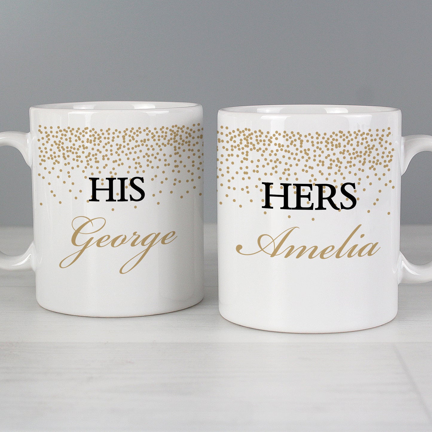 Personalised Gold Confetti Wedding Mug Set - MK&JD Gifts
