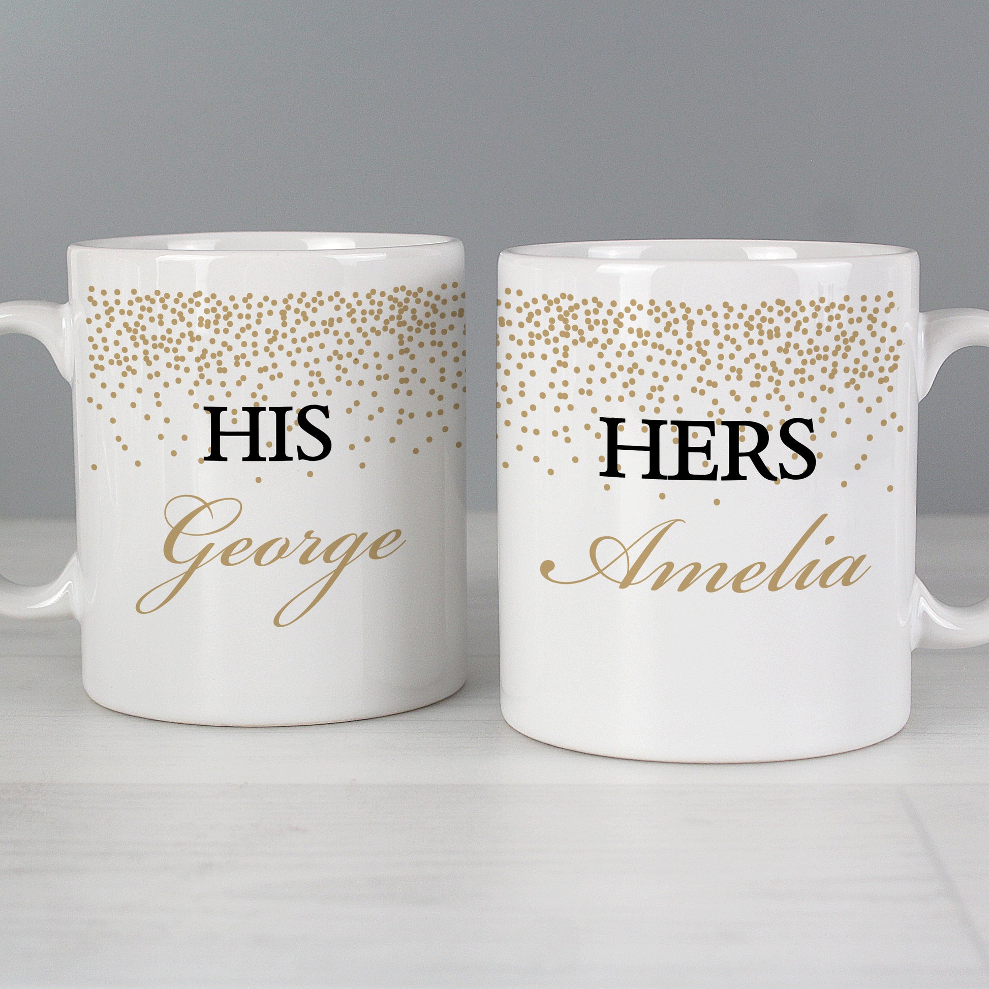 Personalised Gold Confetti Wedding Mug Set - MK&JD Gifts