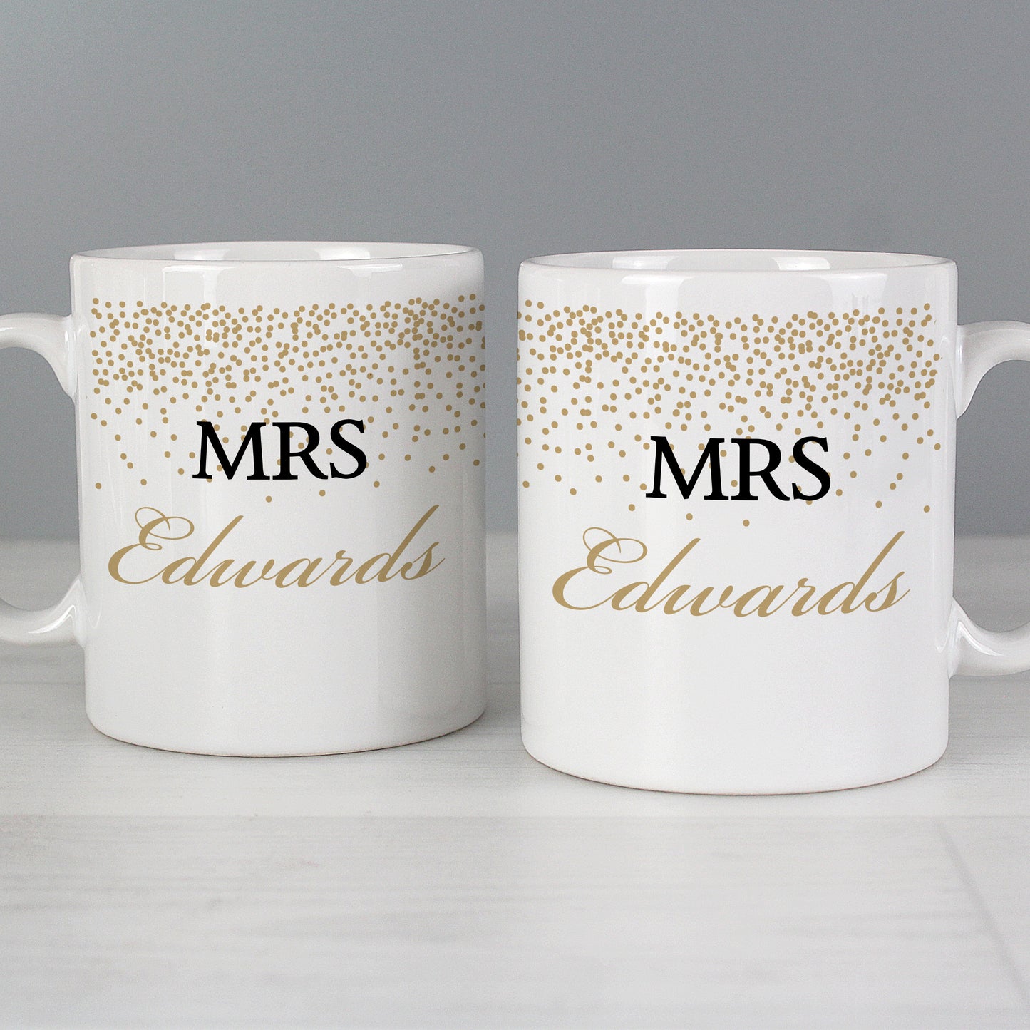 Personalised Gold Confetti Wedding Mug Set - MK&JD Gifts