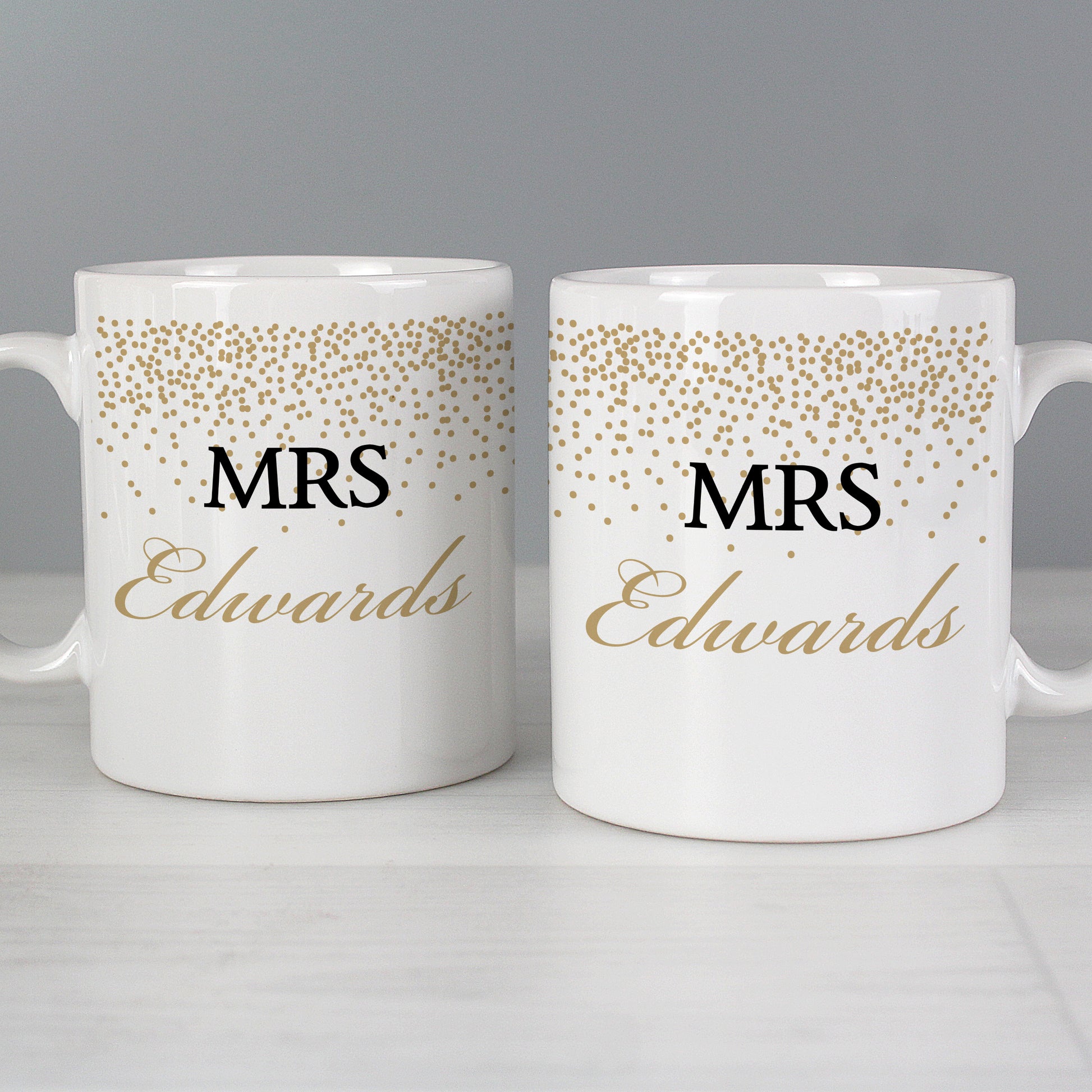Personalised Gold Confetti Wedding Mug Set - MK&JD Gifts
