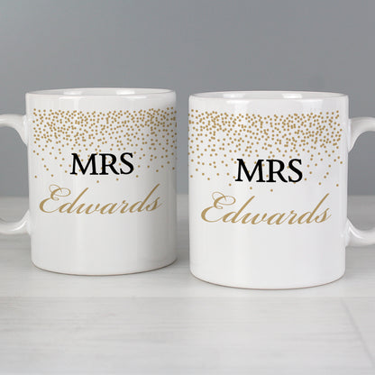 Personalised Gold Confetti Wedding Mug Set - MK&JD Gifts