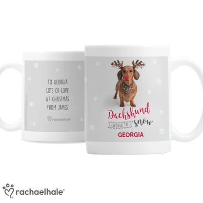 Personalised Rachael Hale Christmas Dachshund Through the Snow Mug - MK&JD Gifts